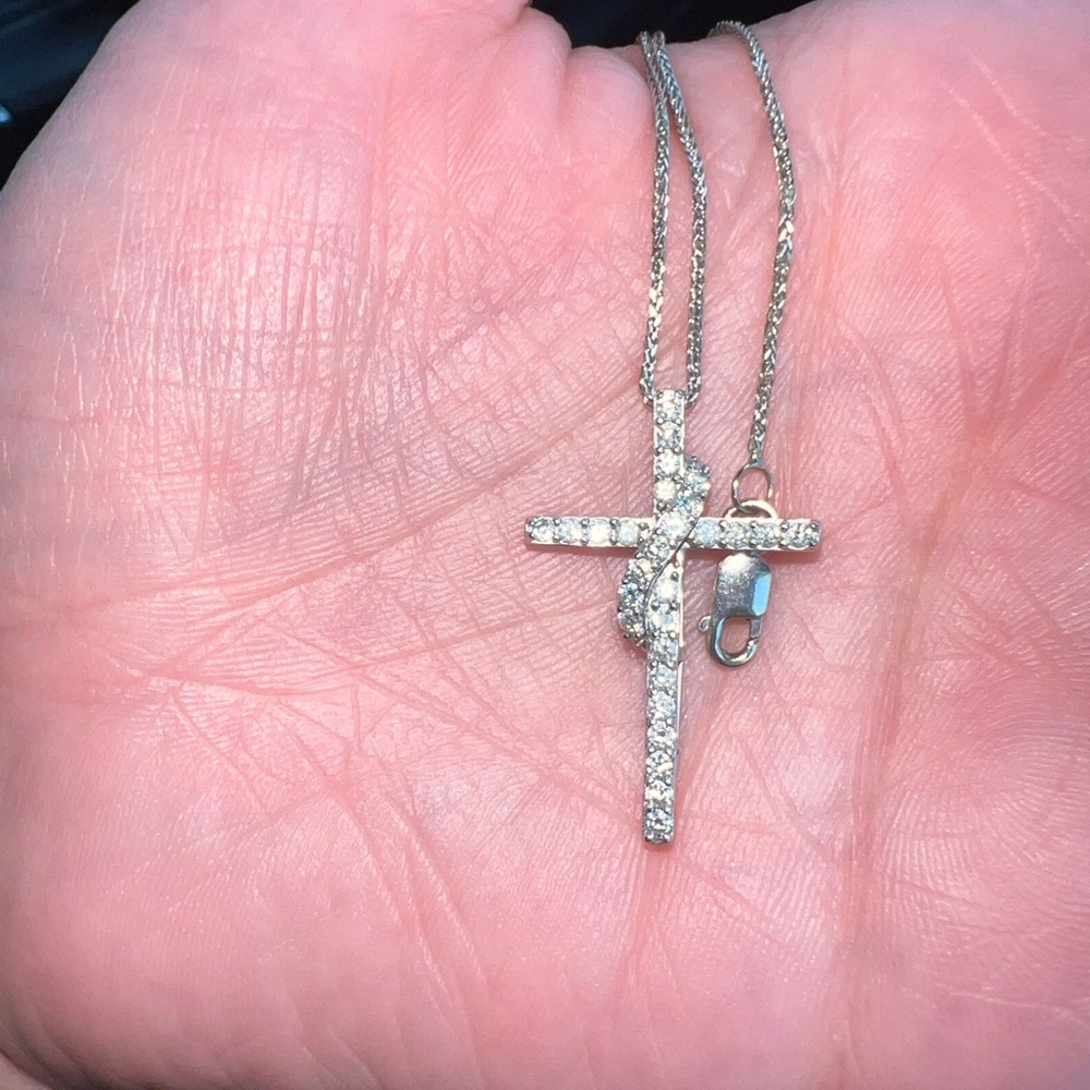 Sash Cross Necklace White Gold